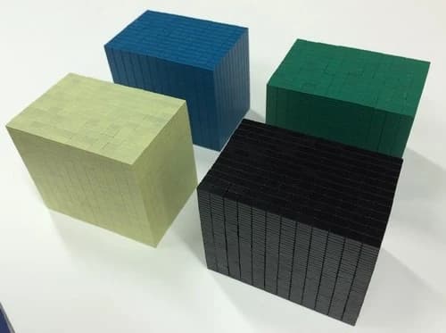 The four Systemmag NdFeB magnet grades (N40 to N52), shown as coloured blocks